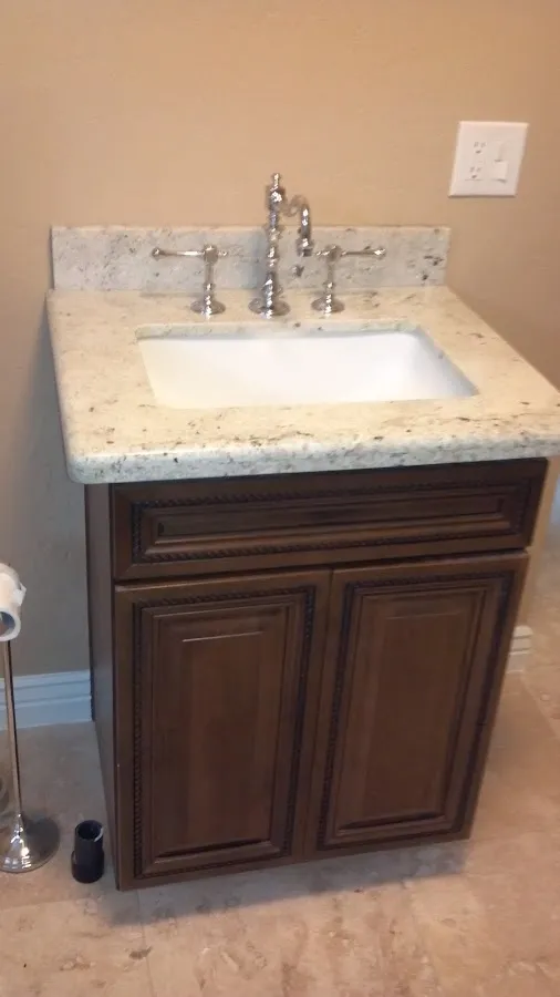 Finished bathroom vanity for Water Line Repair in Key West